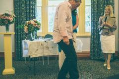 breaking the glass at a Jewish wedding ceremony