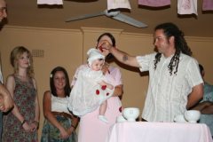 silk rose petals at a naming day